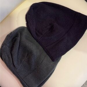 Cashmere 100% beanie grey and dark purple